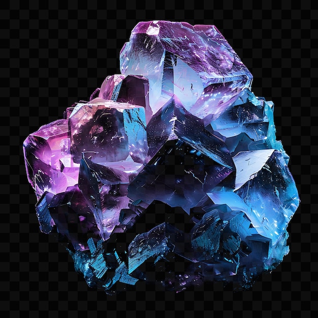 PSD cristales púrpuras y rosas con un fondo negro