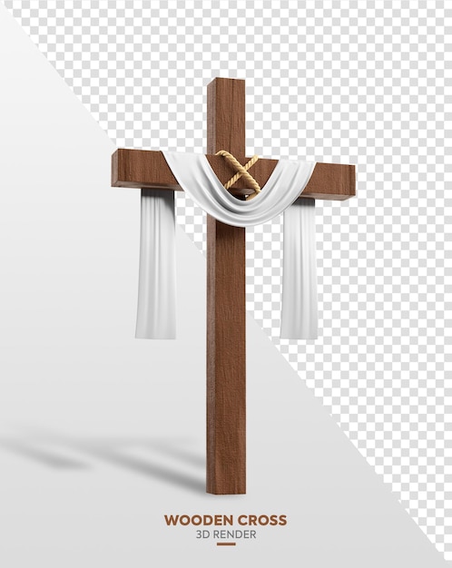 Croce cristiana in legno elemento 3d per la Pasqua