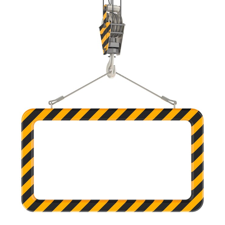Crochet de grue avec cadre vide pour le rendu 3D de texte isolé sur fond transparent