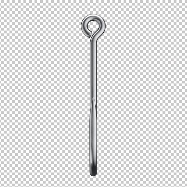 Crochet à pêche en chrome 3D avec fond transparent