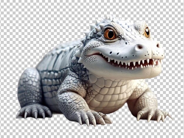 PSD un crocodile blanc sur un fond transparent