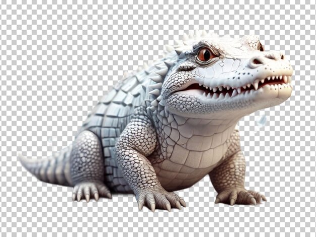 PSD un crocodile blanc sur un fond transparent