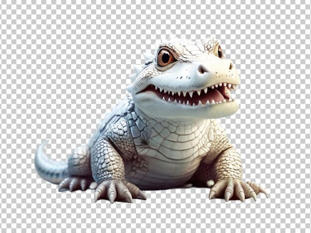 PSD un crocodile blanc sur un fond transparent