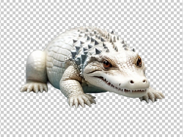 PSD un crocodile blanc sur un fond transparent