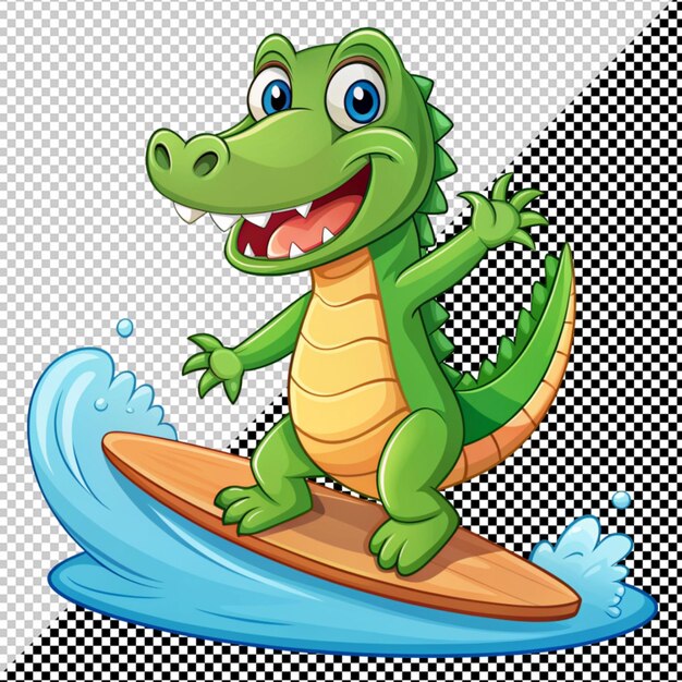 Le Crocodile Surfe Sur Une Planche De Surf