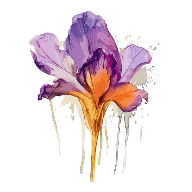 PSD crocus aquarelle tshirt conception graphique illustration aquarelle png psd