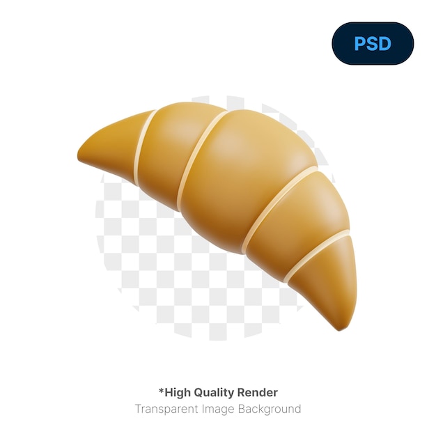 Croissant 3D Render Illustration Premium Psd