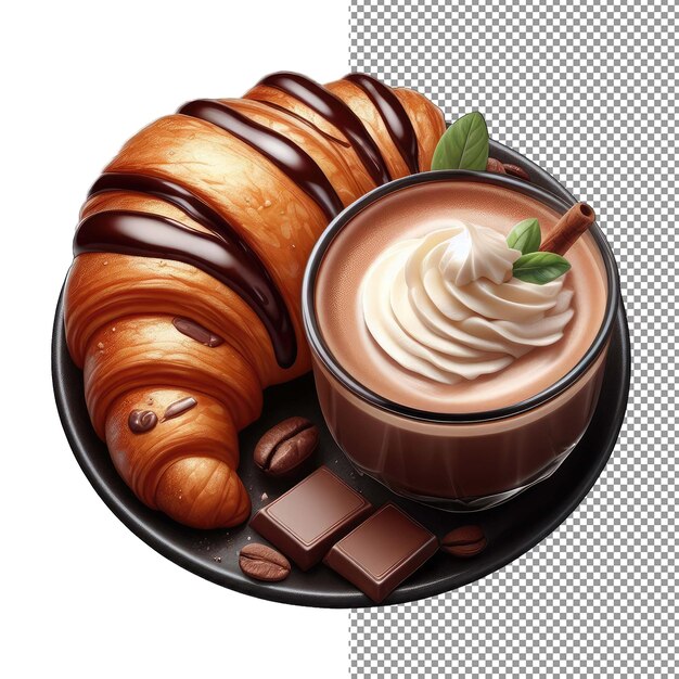 PSD croissant brun doré sur fond blanc png