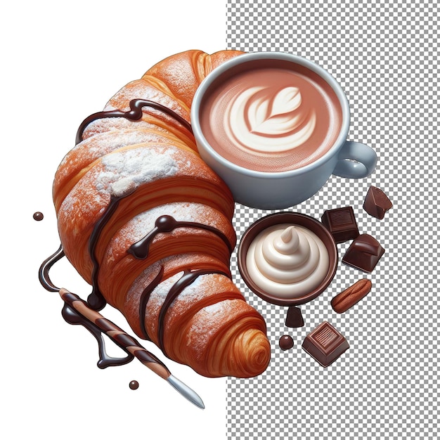 PSD croissant castanho dourado em fundo branco png