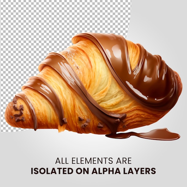 PSD croissant de chocolate aislado en capas alfa png