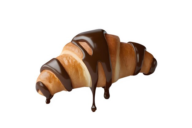 PSD croissant com chocolate escorrendo psd