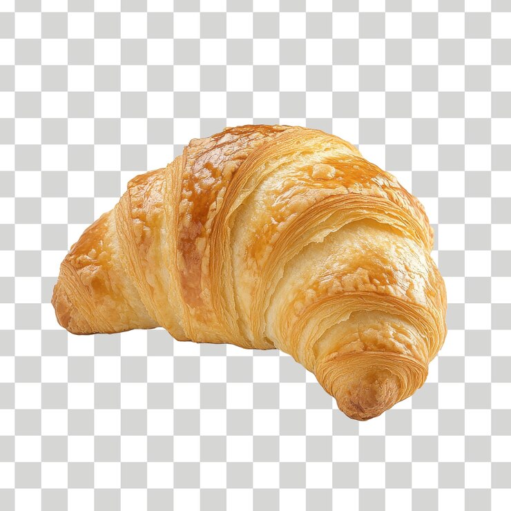un croissant está en un fondo a cuadros