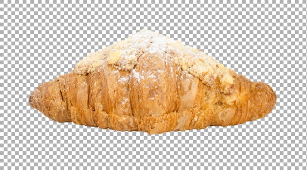 PSD croissant fresco com açúcar de confeiteiro isolado