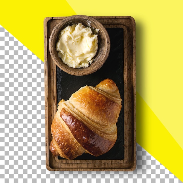 PSD croissant fresco para el desayuno de la mañana aislado sobre fondo transparente