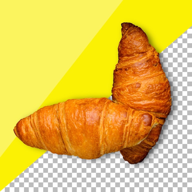 Croissant fresco para el desayuno matutino aislado sobre un fondo transparente