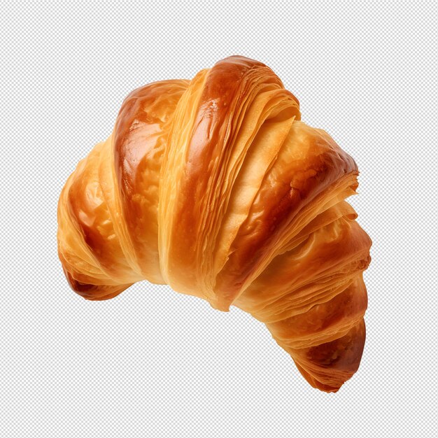 Croissant fresco e saboroso sem fundo com camada transparente no interior