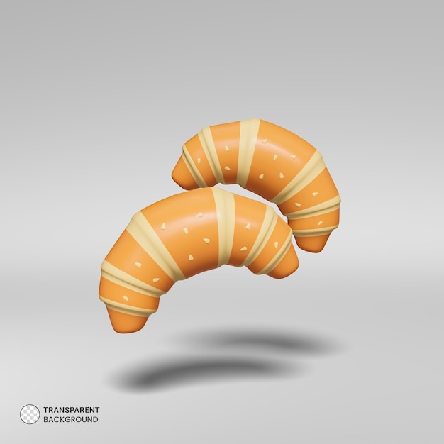 PSD croissant icône rendu 3d isolé ilustration