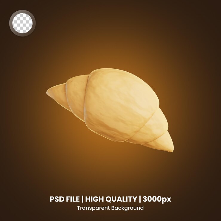PSD croissant con icono en 3d