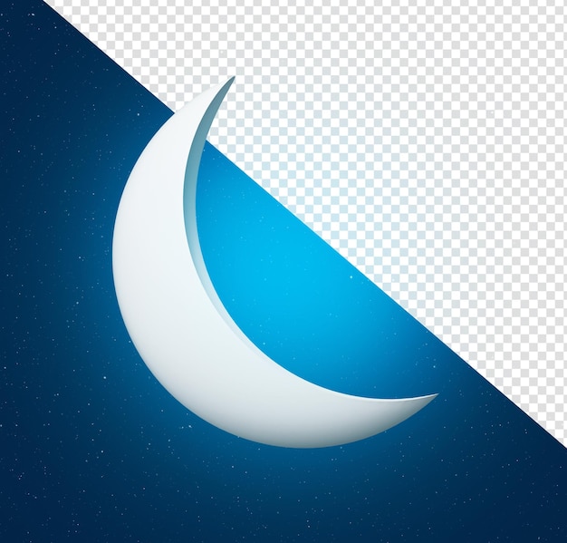 PSD croissant de lune propre minimal pour le festival de l'aïd sur fond bleu illustration 3d