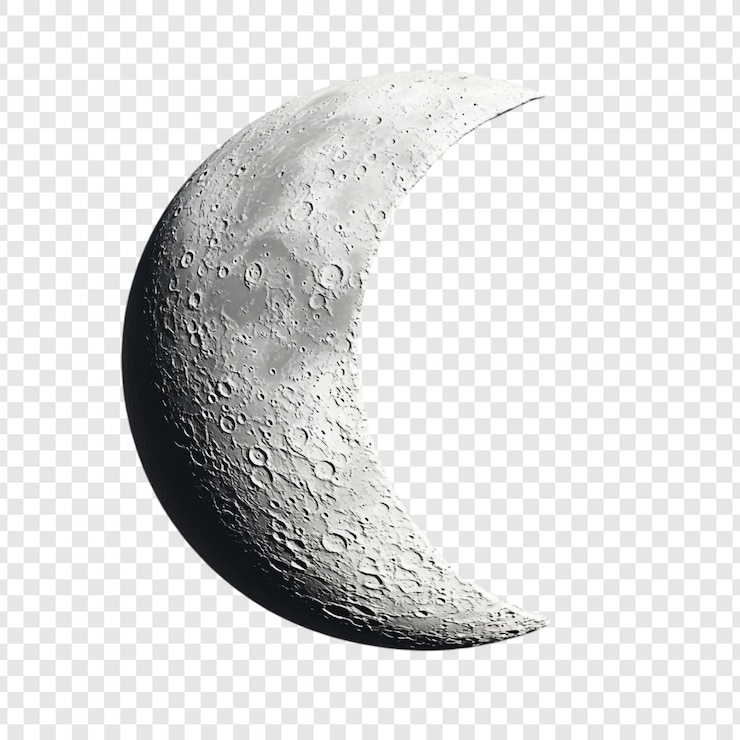 PSD le croissant de lune une vue céleste détaillée