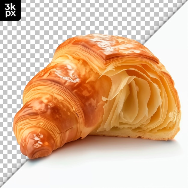 Croissant de mantequilla aislado sobre un fondo transparente