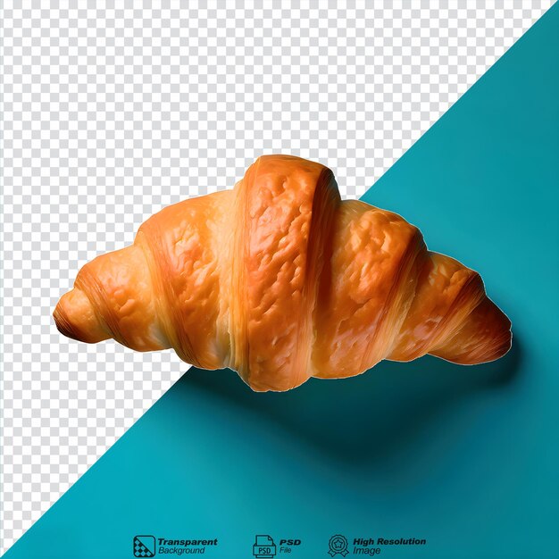 Croissant recién horneado aislado sobre un fondo transparente.