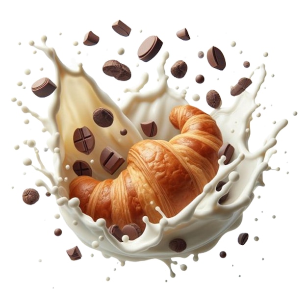 Croissant-Splash mit Milch