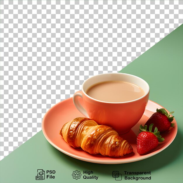 Croissant Avec Tasse De Café Isolé Sur Fond Transparent Inclure Fichier Png