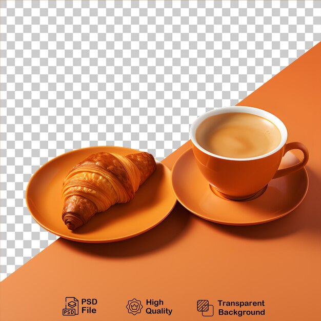 PSD croissant avec tasse de café isolé sur fond transparent inclure fichier png