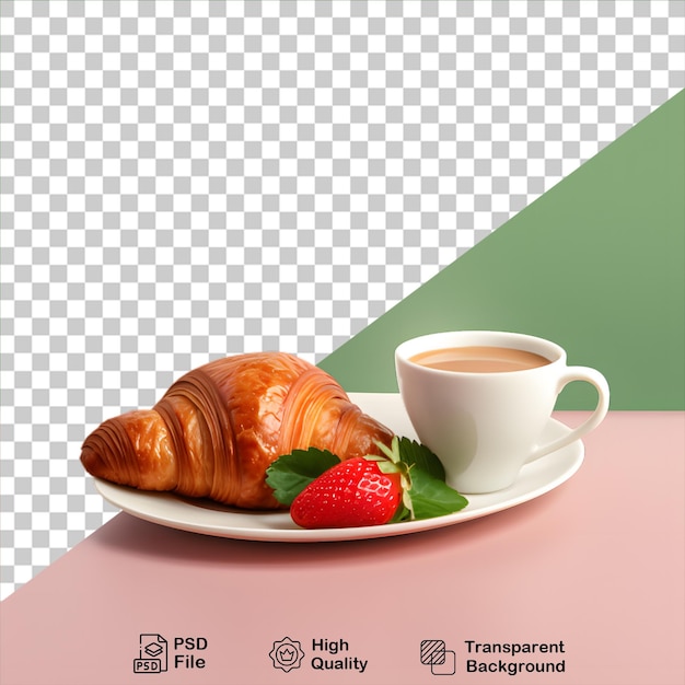 PSD croissant avec tasse de café isolé sur fond transparent inclure fichier png