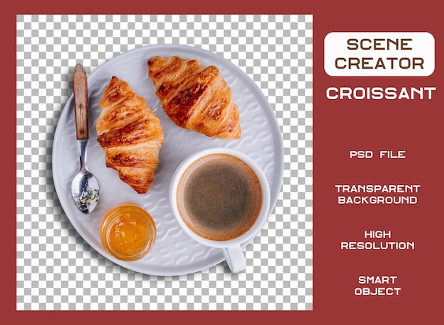 PSD croissants frais isolés avec fond transparent