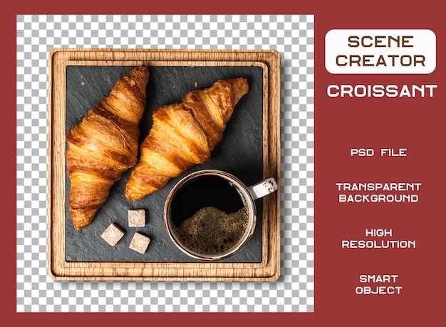 PSD croissants frais isolés avec fond transparent