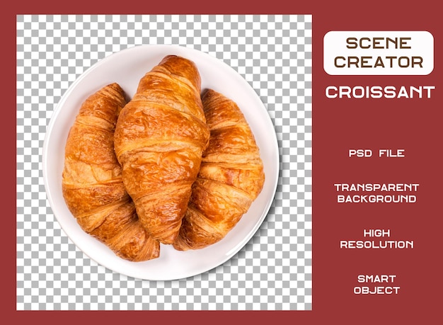 PSD croissants frescos aislados con fondo transparente