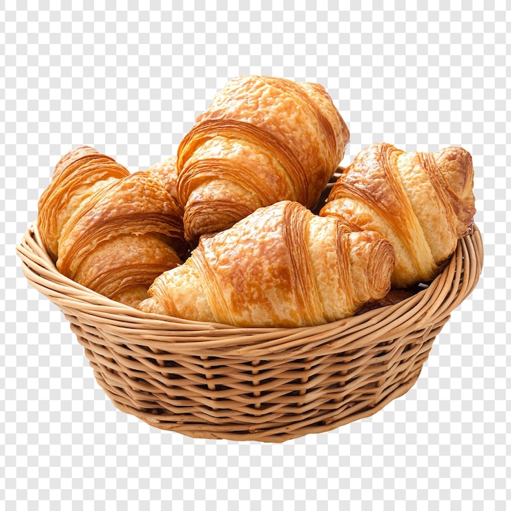 PSD croissants recém-assados em uma cesta
