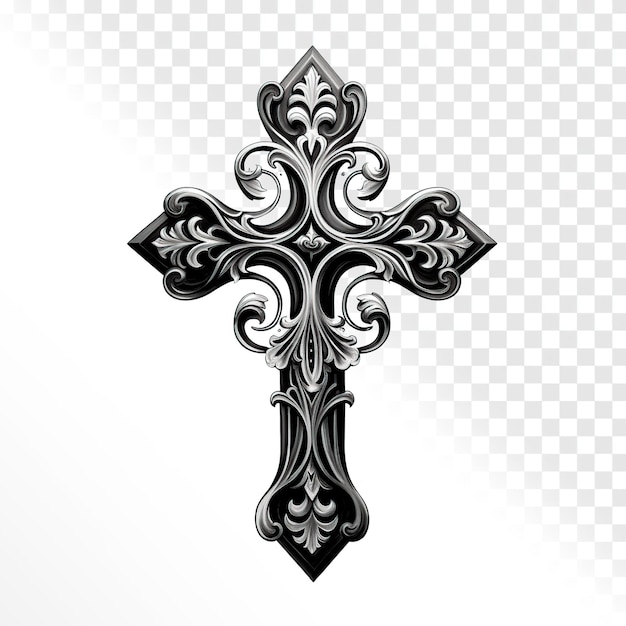 croix d'art religieux sur un fond transparent