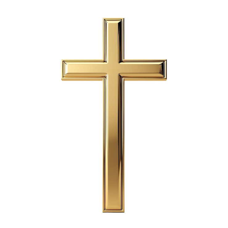 PSD croix chrétienne métallique dorée