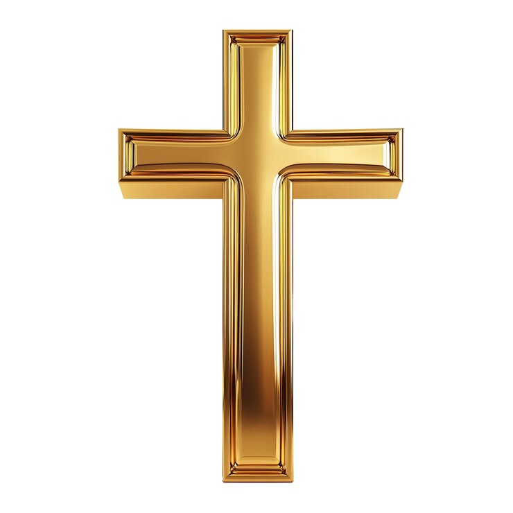 PSD croix chrétienne métallique dorée
