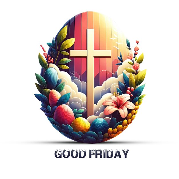 PSD croix du vendredi saint en forme d'œuf