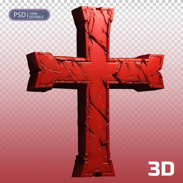 PSD une croix rouge avec une croix sur elle qui dit 3d