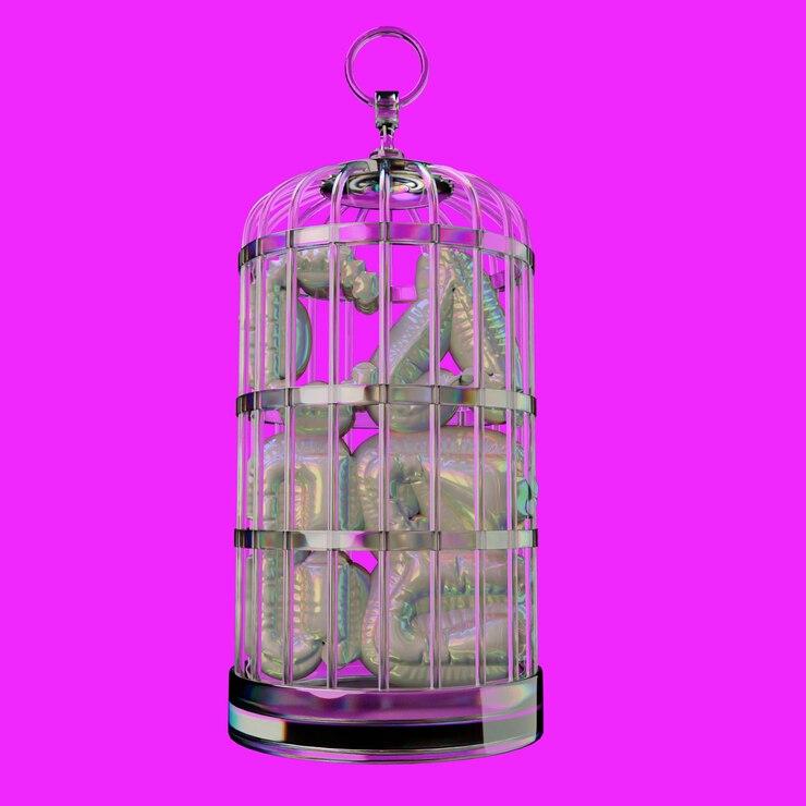 PSD cromo de jaula de renderizado 3d