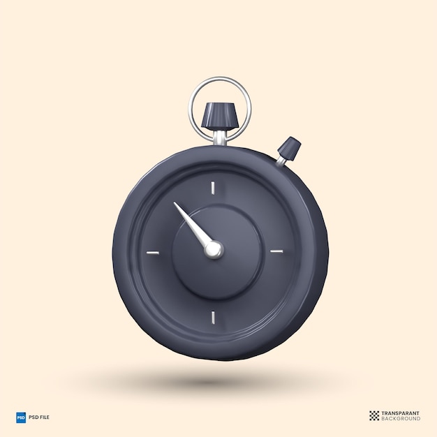 cronómetro, 3d, icono, 3d, render, ilustración