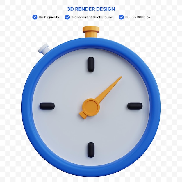 Cronômetro azul de renderização 3d isolado