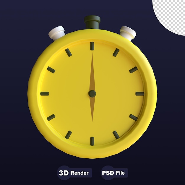 Cronômetro de ilustração de renderização 3D para atletismo esportivo mão editável