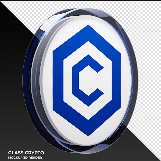 Cronos CRO Glas-Kryptomünze 3D-Illustration