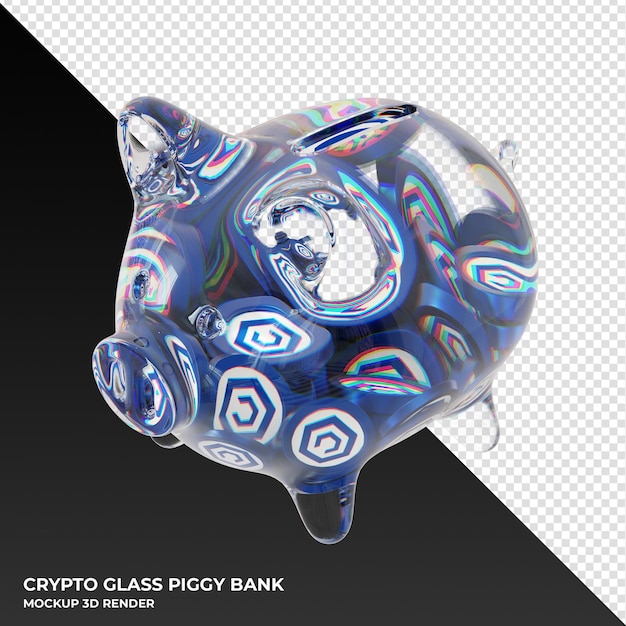 Cronos CRO Glass hucha con crypto monedas ilustración 3d