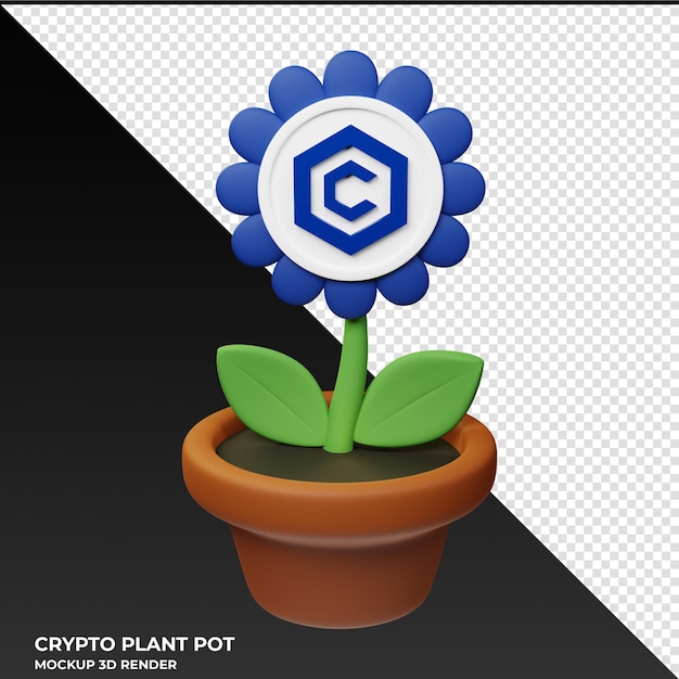 PSD cronos cro krypto-pflanzenpot 3d-illustration