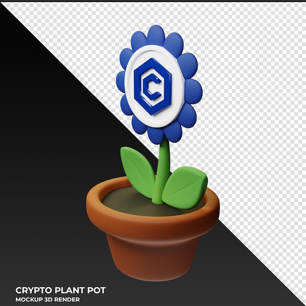 PSD cronos cro krypto-pflanzenpot 3d-illustration