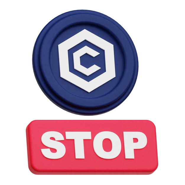 cronos crypto token 3d icon isolated on the white background