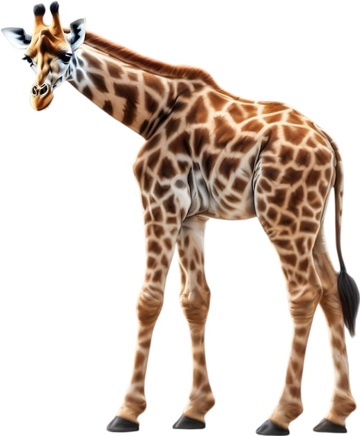 PSD un croquis à crayon coloré d'une girafe