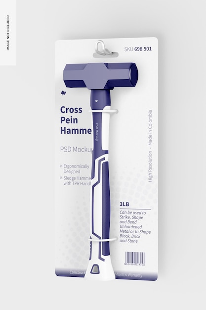 Cross Pein Hammer Blister Mockup, Suspendu